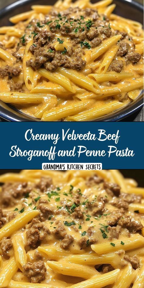 Easy Creamy Velveeta Beef Stroganoff with Penne – Cheesy One Pot Pasta
