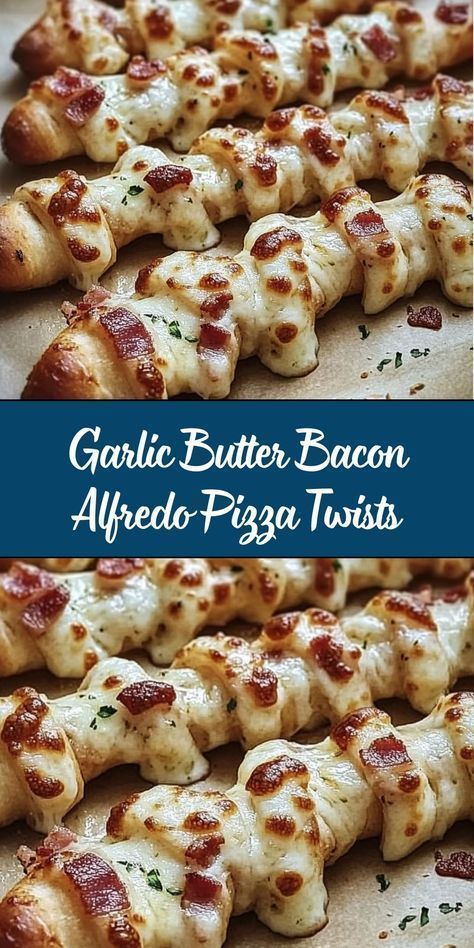 Garlic Butter Bacon Alfredo Pizza Twists: The Comfort Food of the World