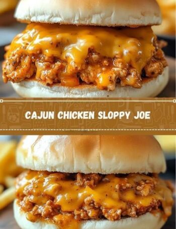 A juicy Cajun chicken sloppy joe sandwich with spicy seasoned shredded chicken, topped with fresh vegetables on a toasted bun, served on a rustic plate.