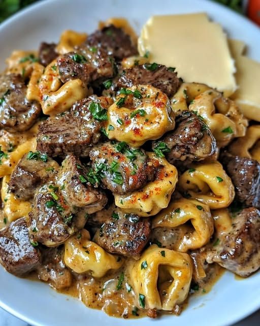 One-Pan Cowboy Butter Tortellini Steak Bites