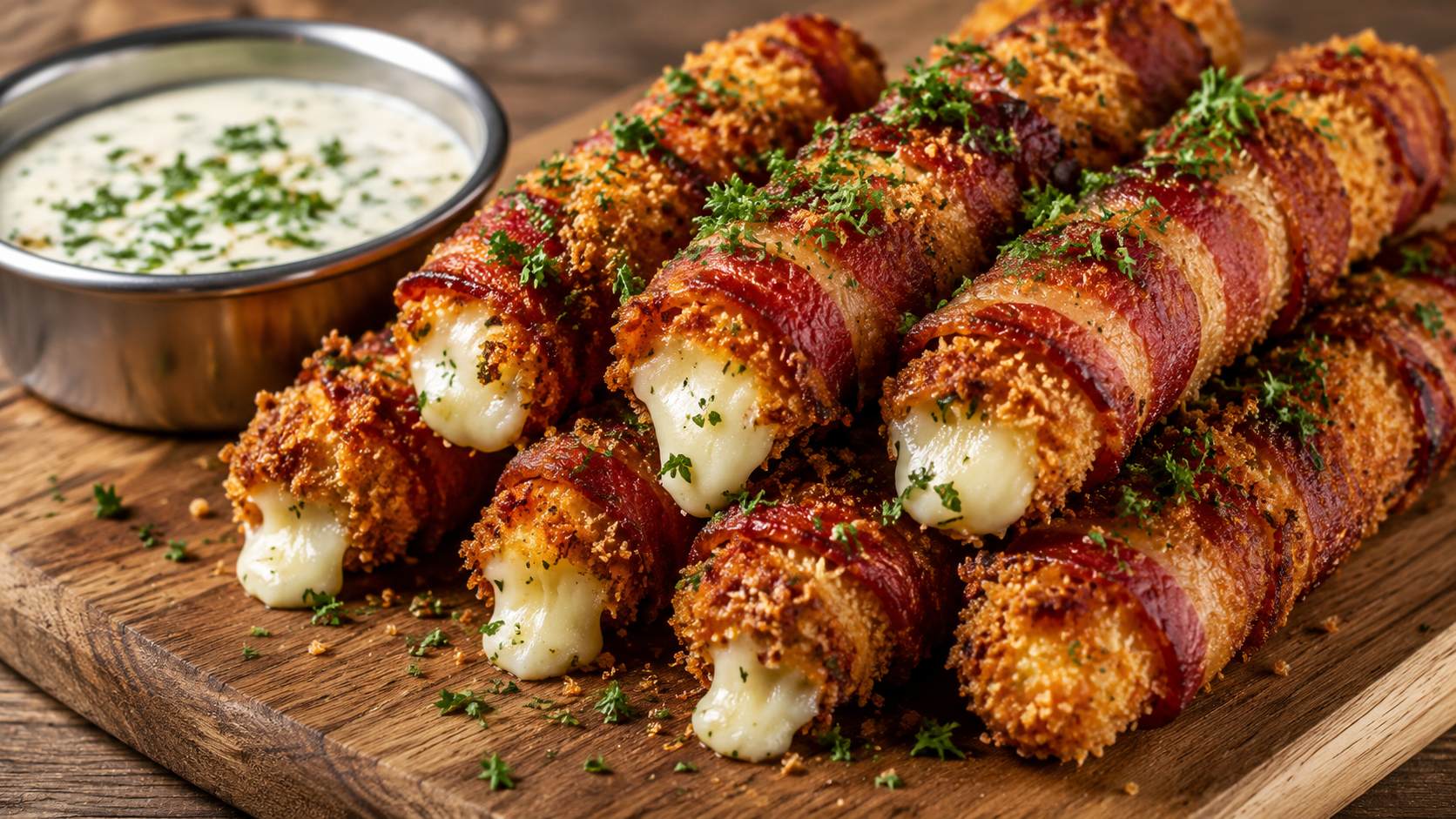 Bacon Wrapped Mozzarella Sticks