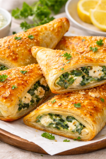 Feta and Spinach Stuffed Puff Pastry