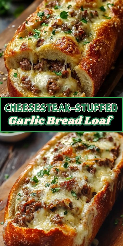 Cheesesteak Stuffed Garlic Bread Loaf
