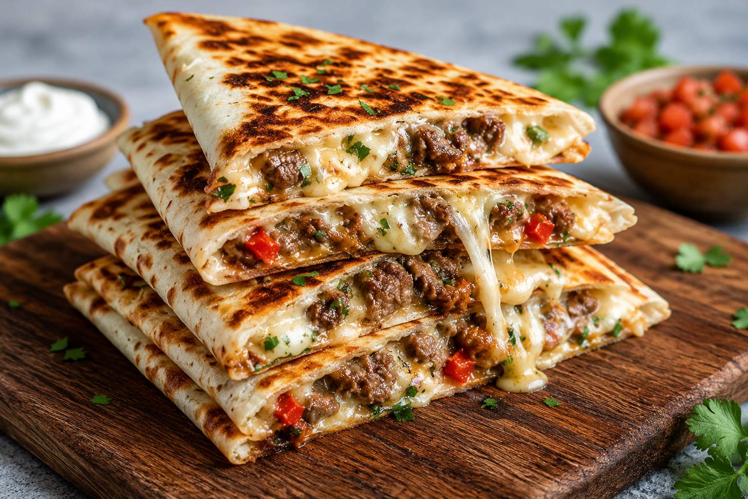 Cheesy Philly Cheese Steak Quesadillas
