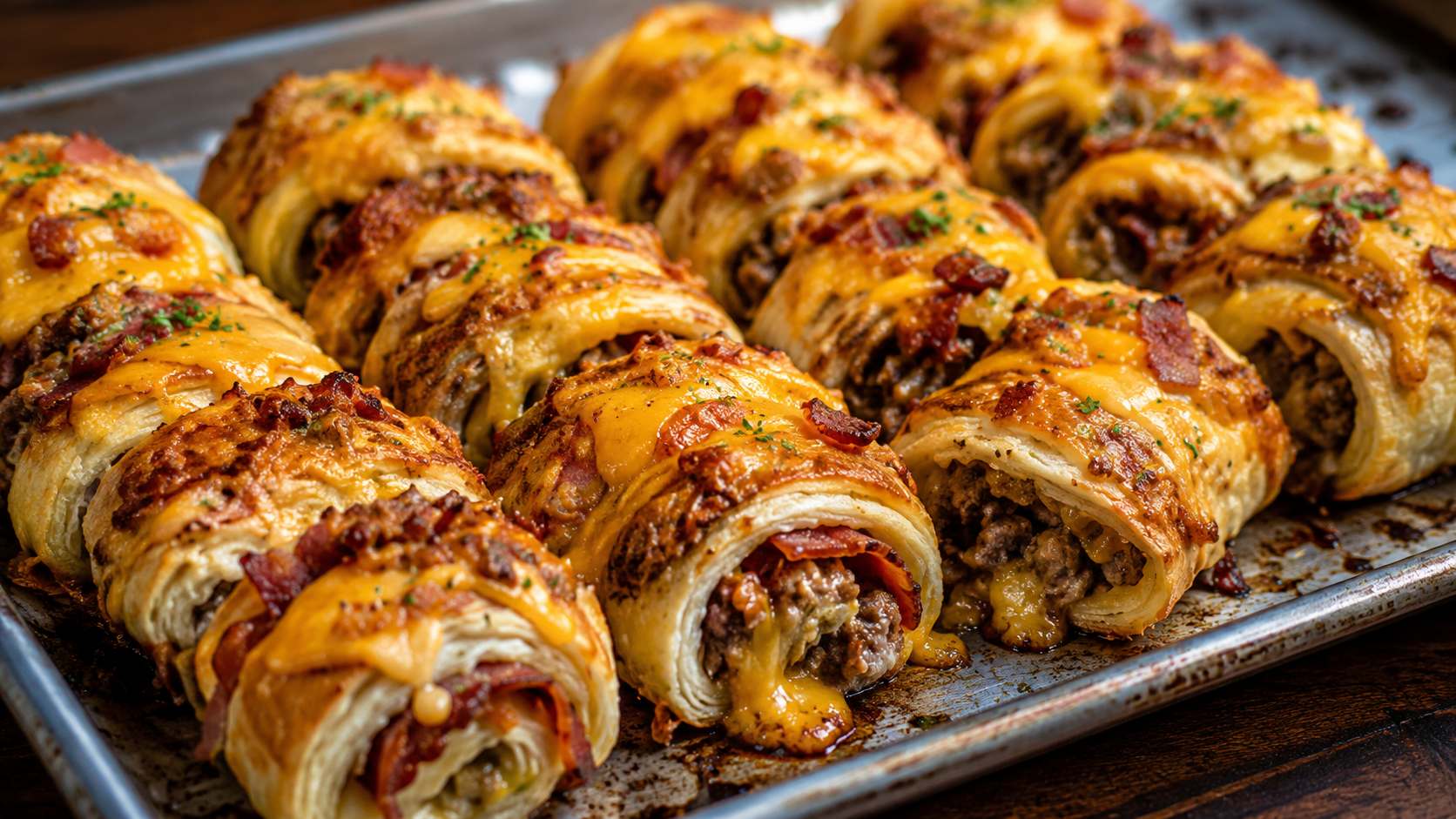 Garlic Butter Bacon Cheeseburger Roll-ups
