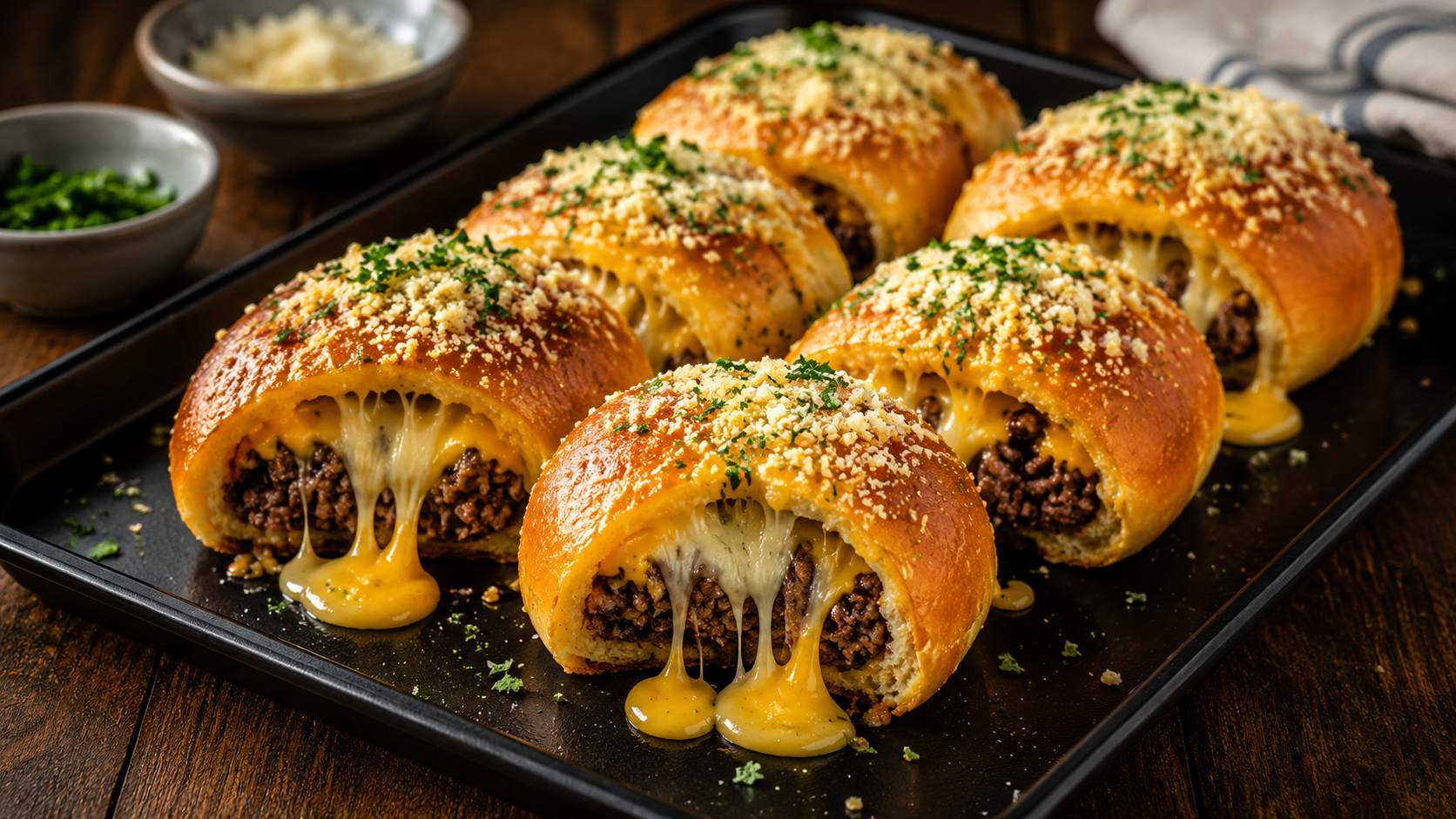 Garlic Parmesan Cheeseburger Bombs