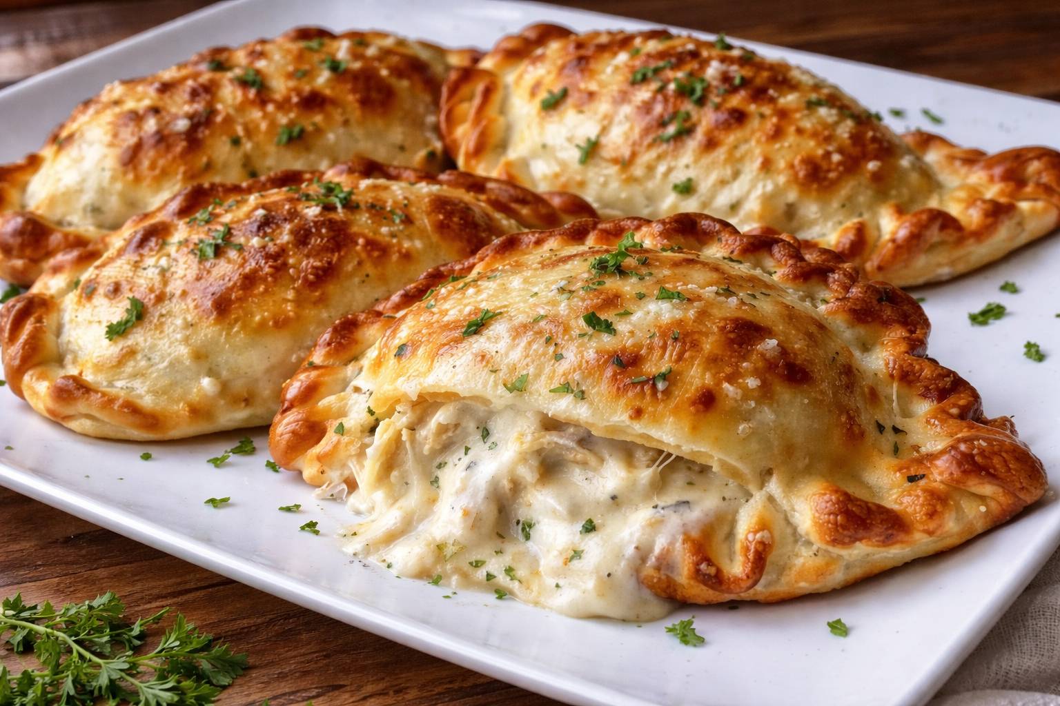 Cheesy Chicken Alfredo Calzones