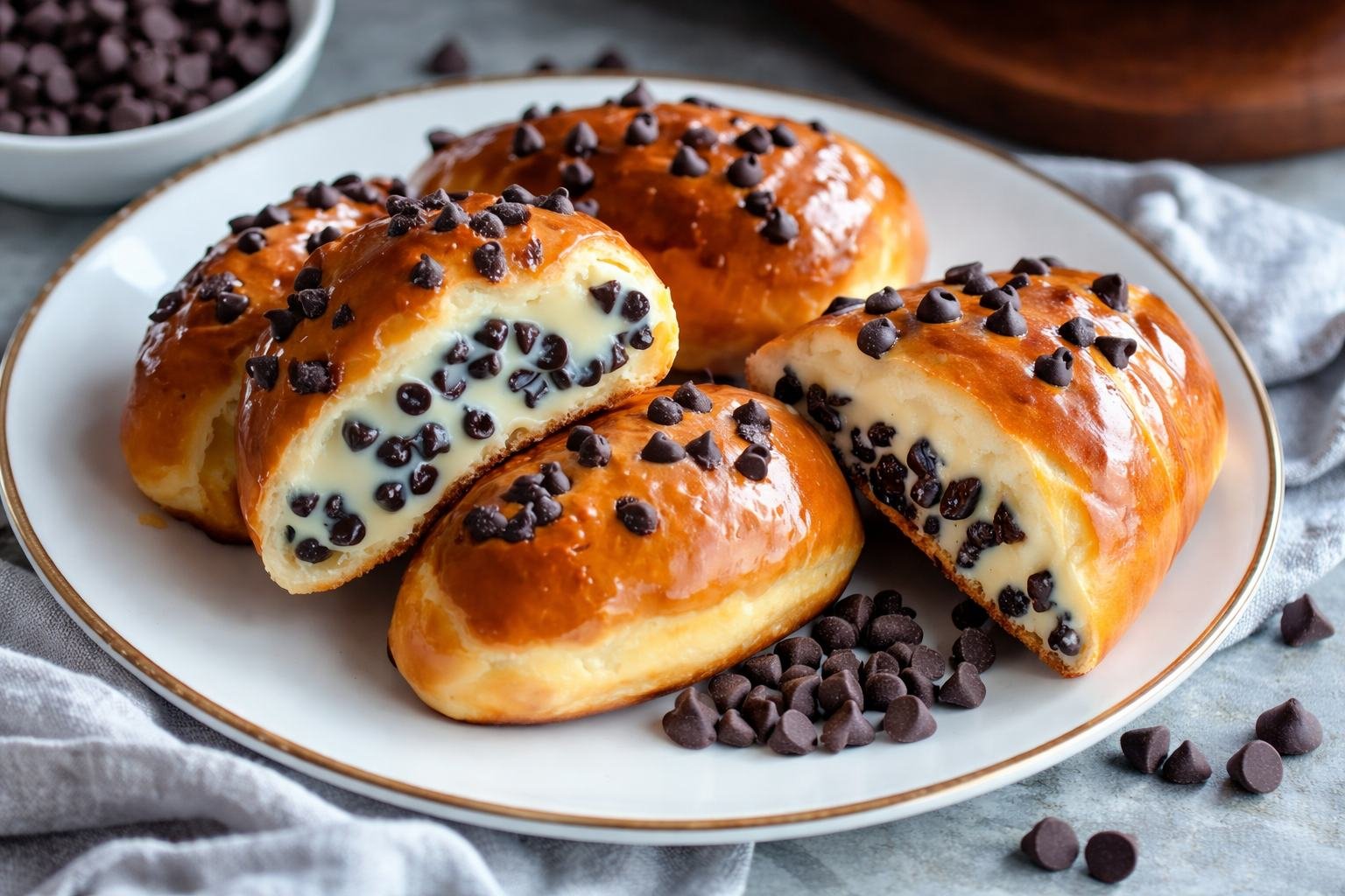 Chocolate Chip Vanilla Custard Brioches