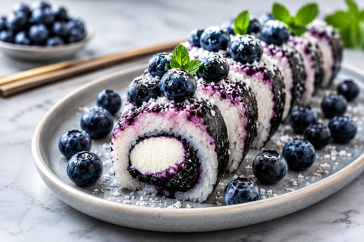 Blueberry Cheesecake Sushi Rolls