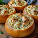 Chicken Alfredo Garlic Bread Bowls