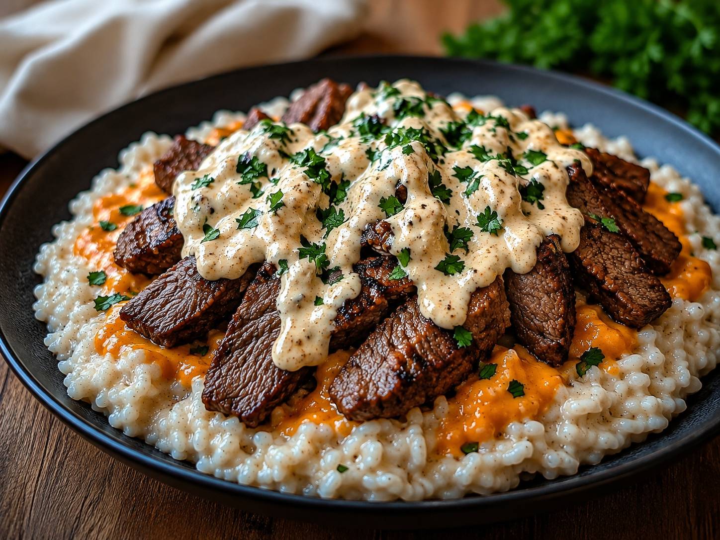 Easy Steak Queso Rice