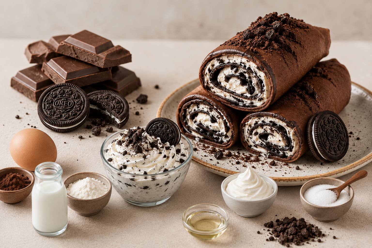 Chocolate and Oreo Crepes