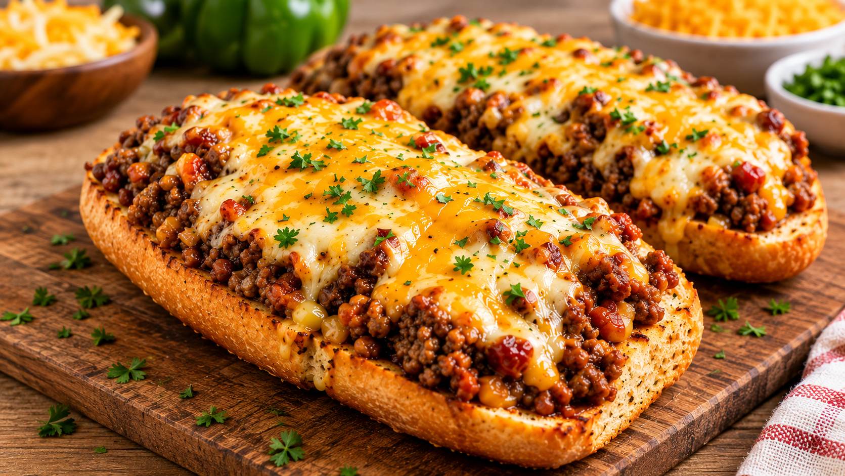 Sloppy Joe Garlic Bread Bake